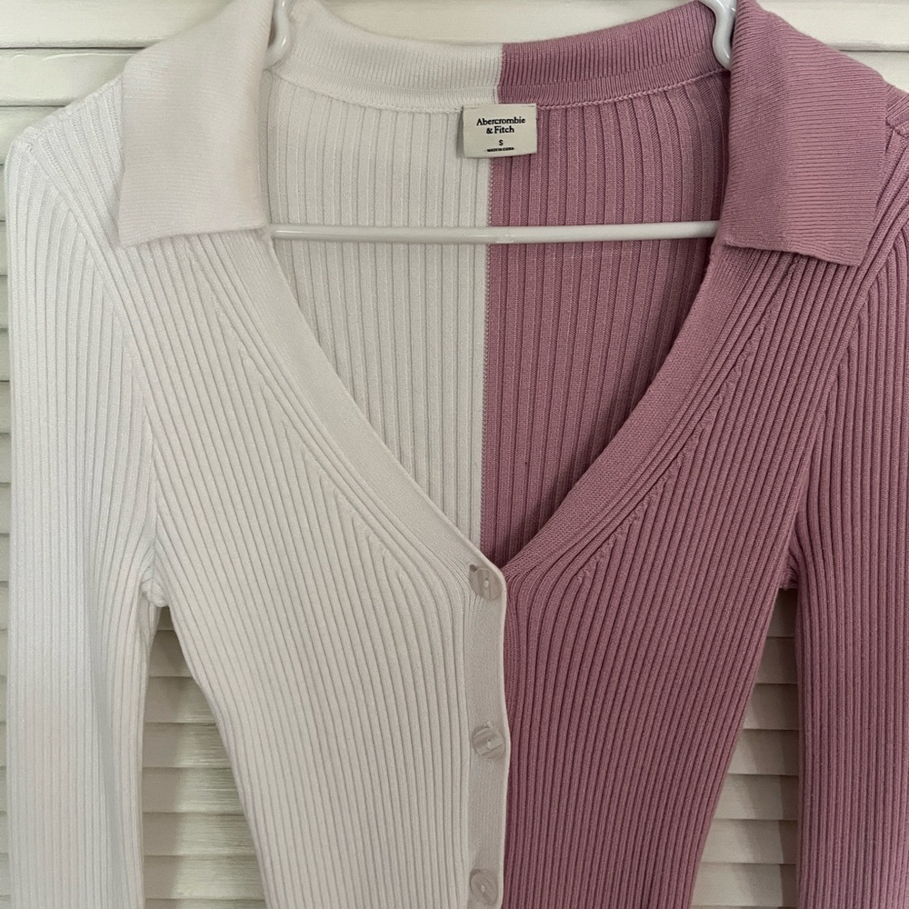 Abercrombie small sweater pink/white